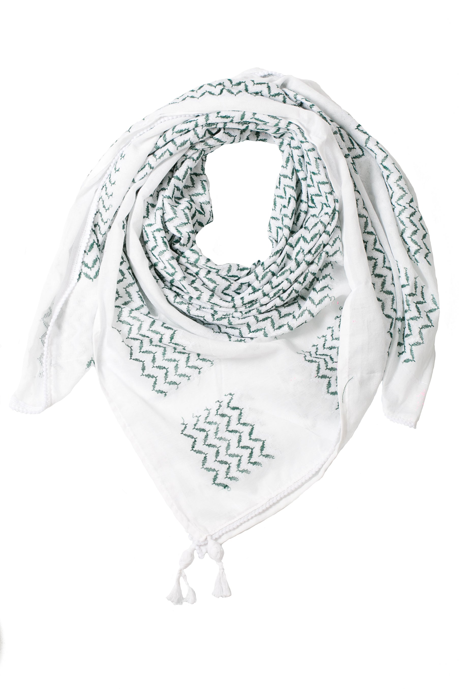 Hirbawi Original Keffiyeh White and Olive Green