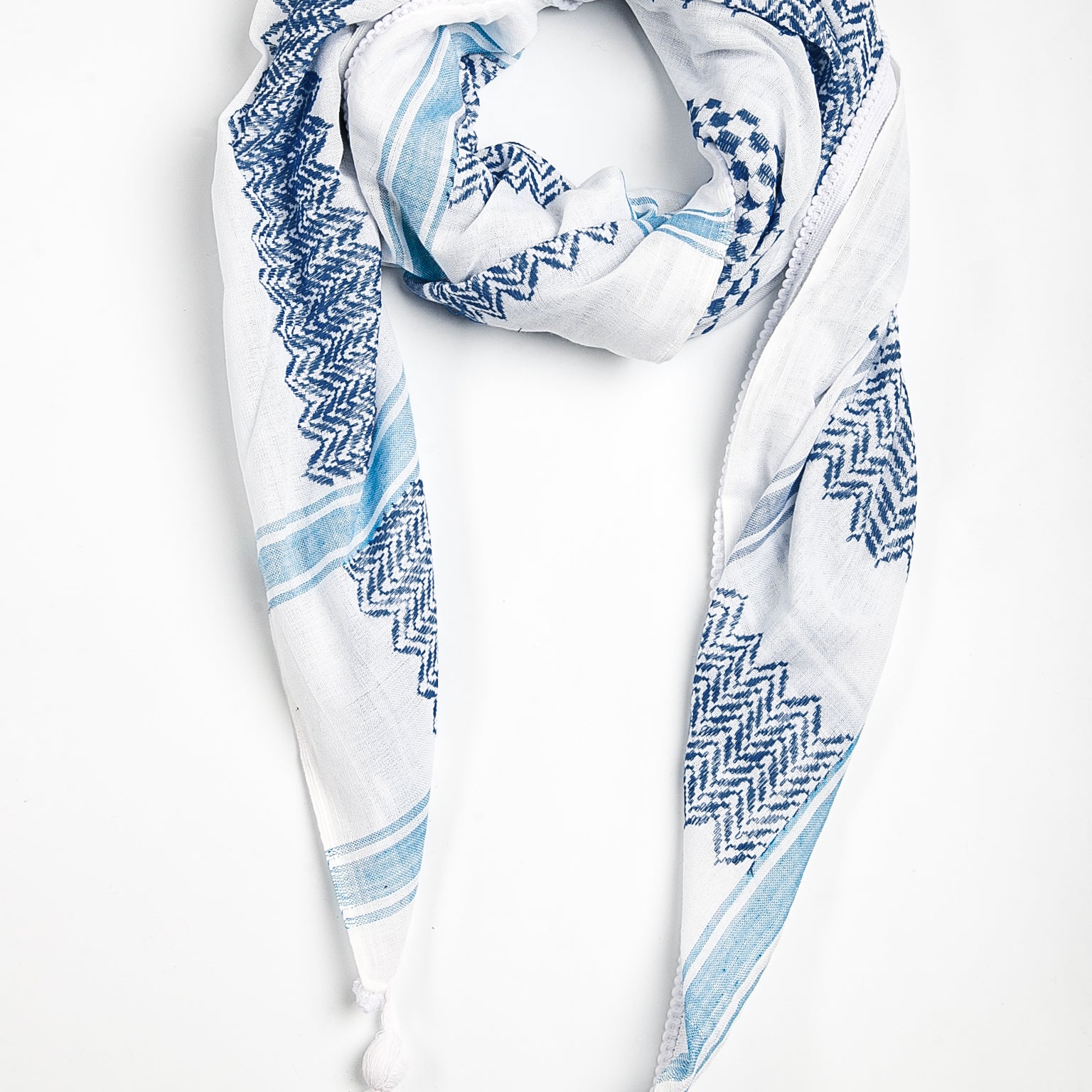 white background blue kufiya