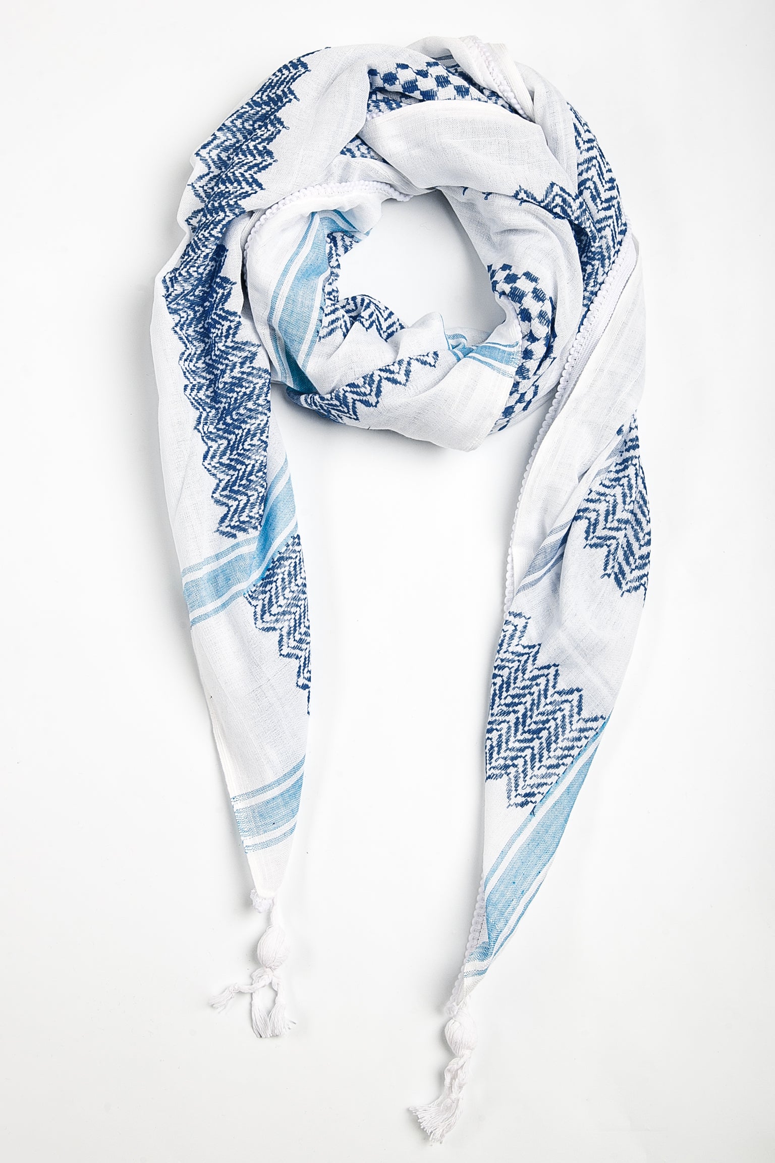 white background blue kufiya