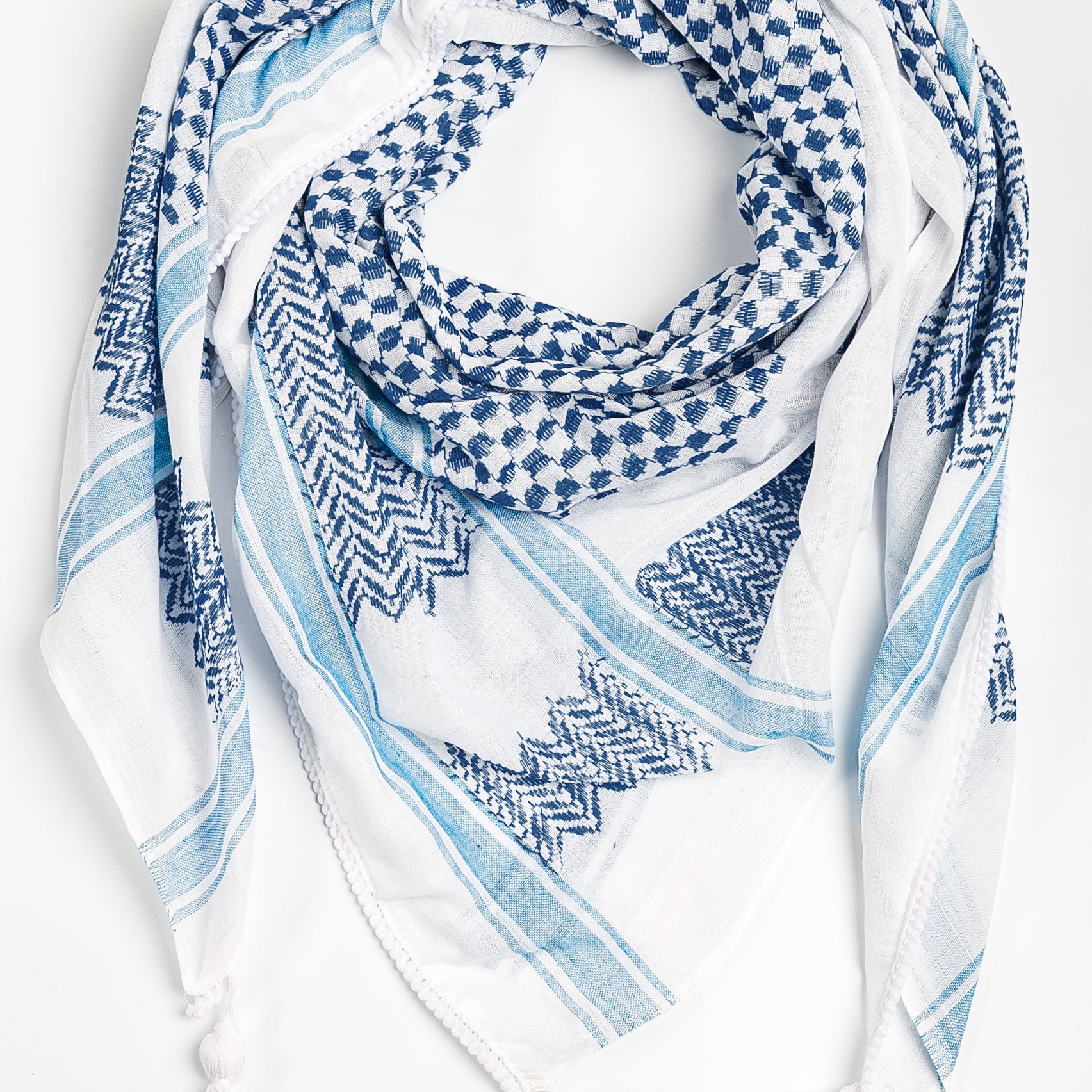 Palestinian kufiya white and blue
