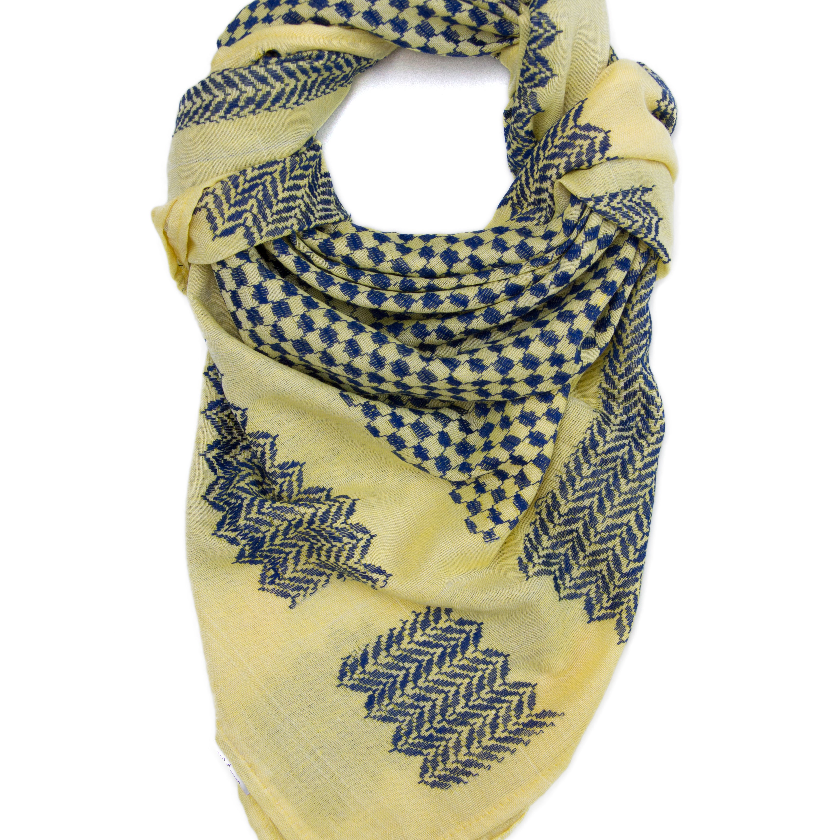 Yellow background and dark blue pattern by Hirbawi USA