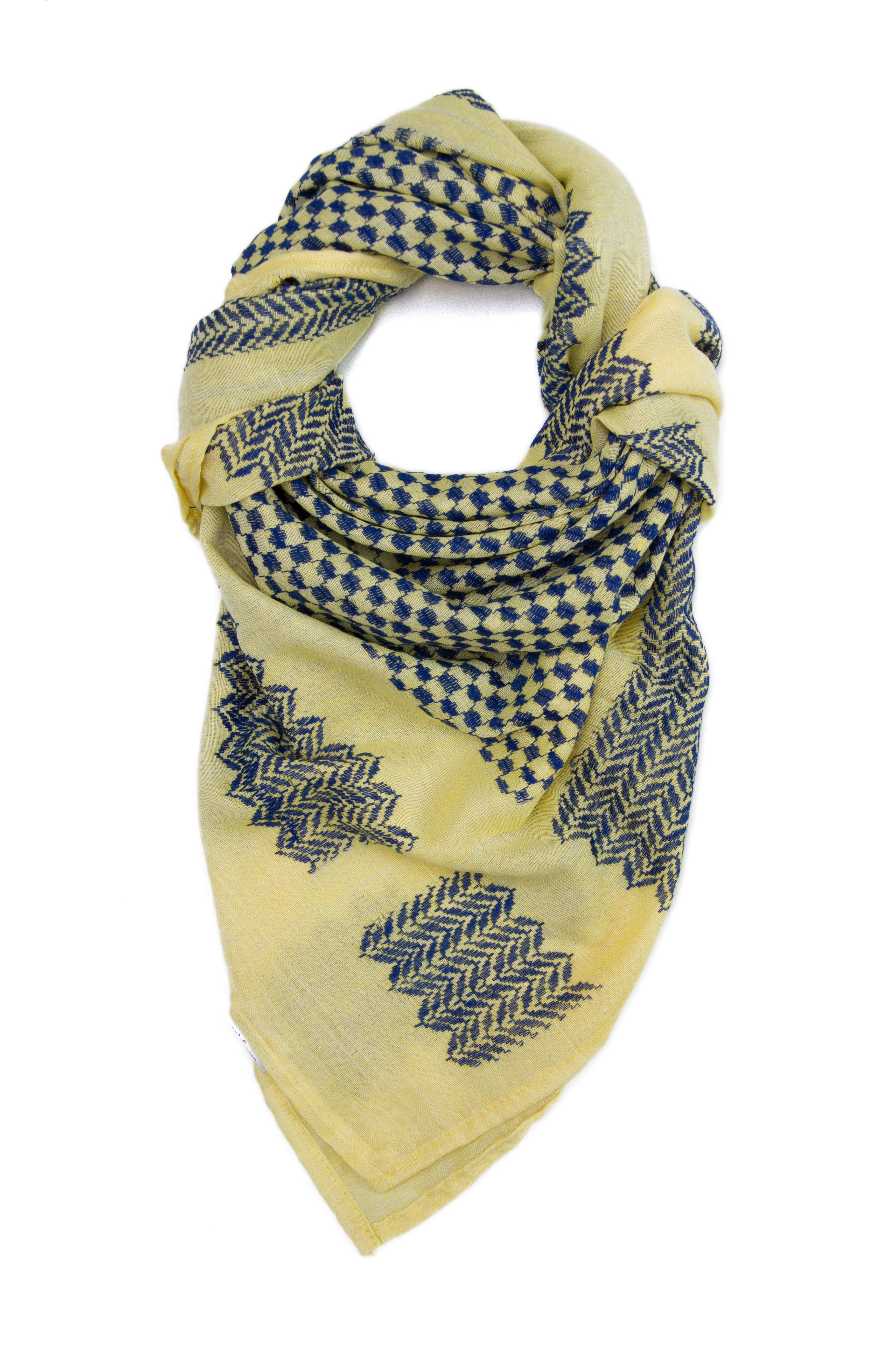 Yellow background and dark blue pattern by Hirbawi USA