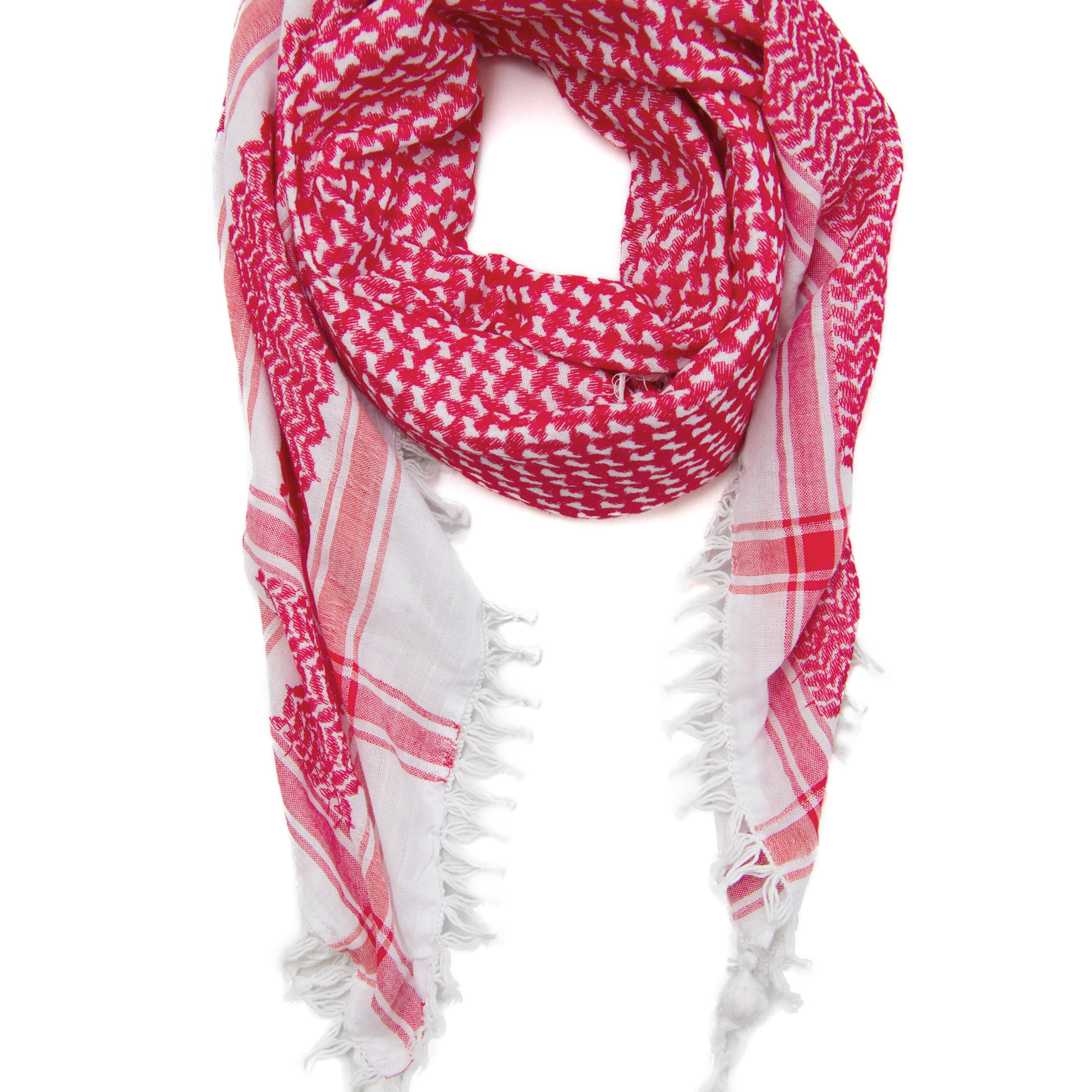 Traditional Palestinian cotton Red and White kufiya