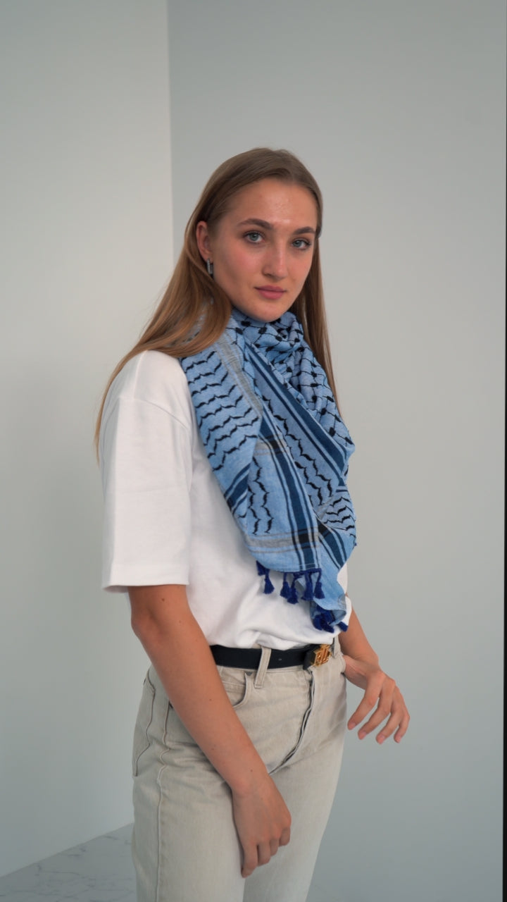Traditional Blue Hirbawi® Kufiya – HirbawiUSA