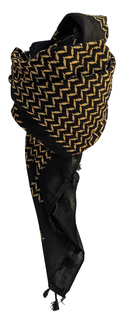 Sunshine keffiyeh on Black backgroun by Hirbawi Original