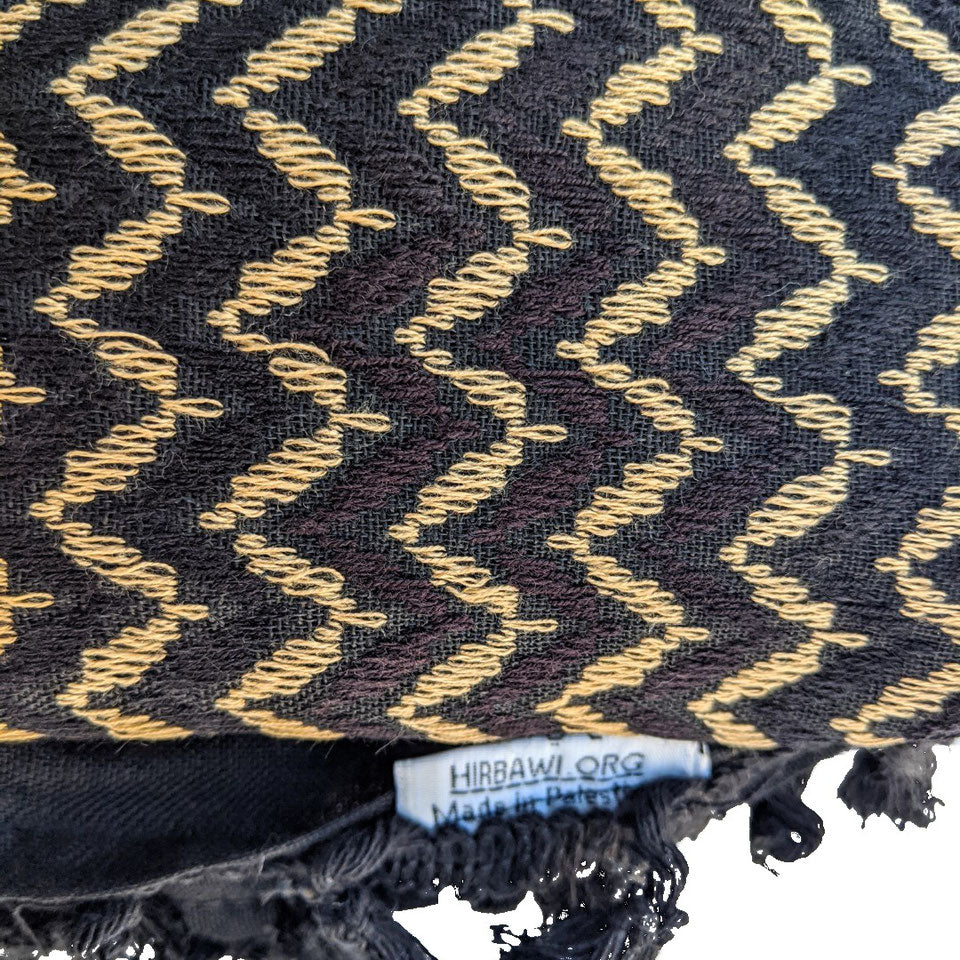 yellow and brown pattern on Hirbawi cottong shemagh