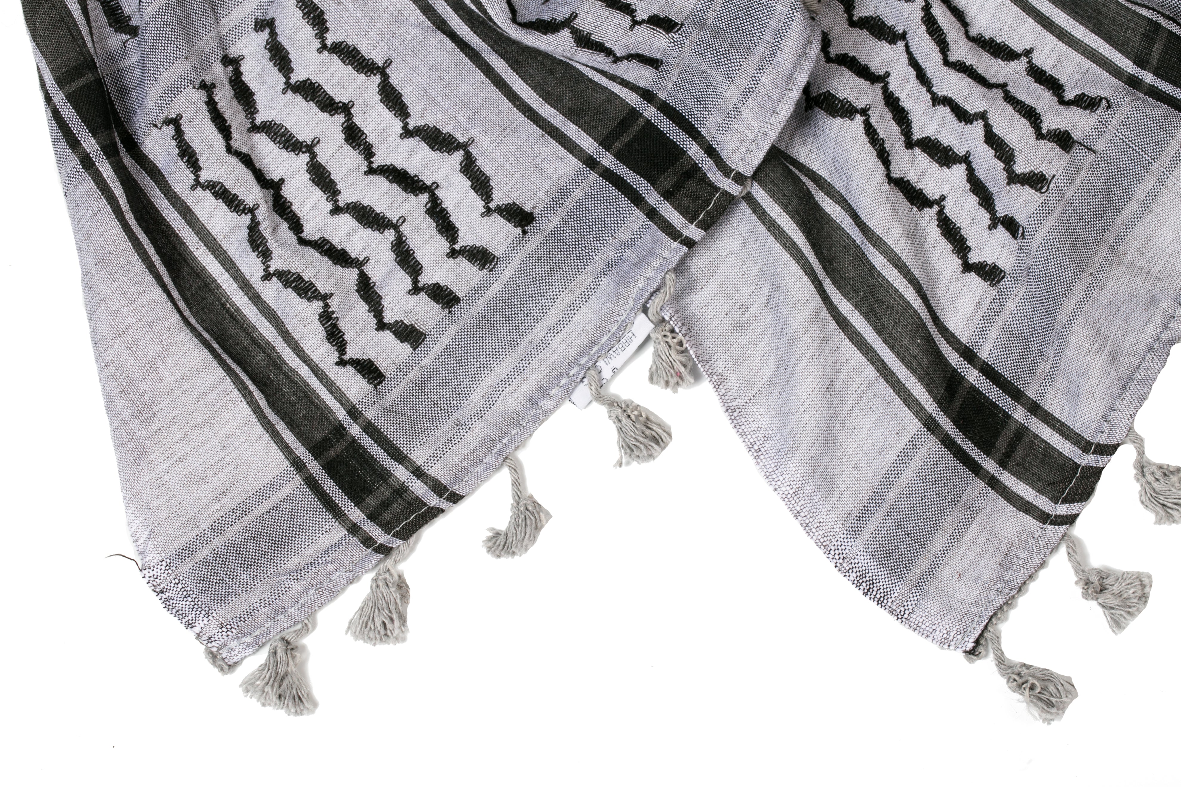 traditional Hirbawi black and gray Palestinian scarf