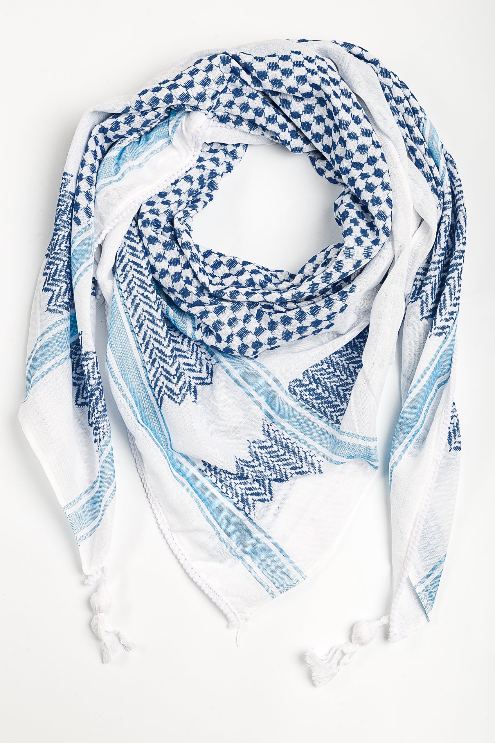 Palestinian kufiya white and blue