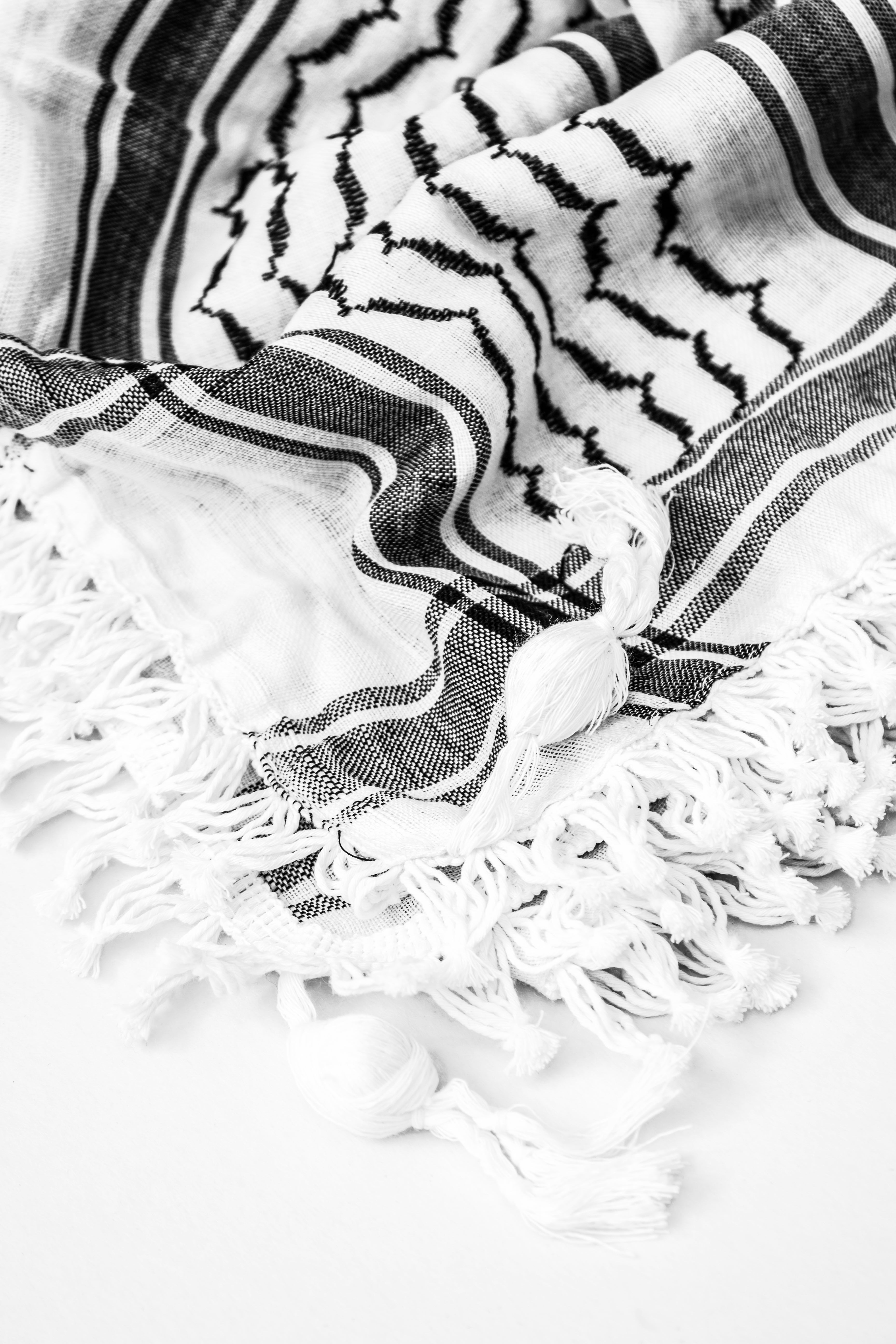 traditional Hirbawi black and white Palestinian shemagh