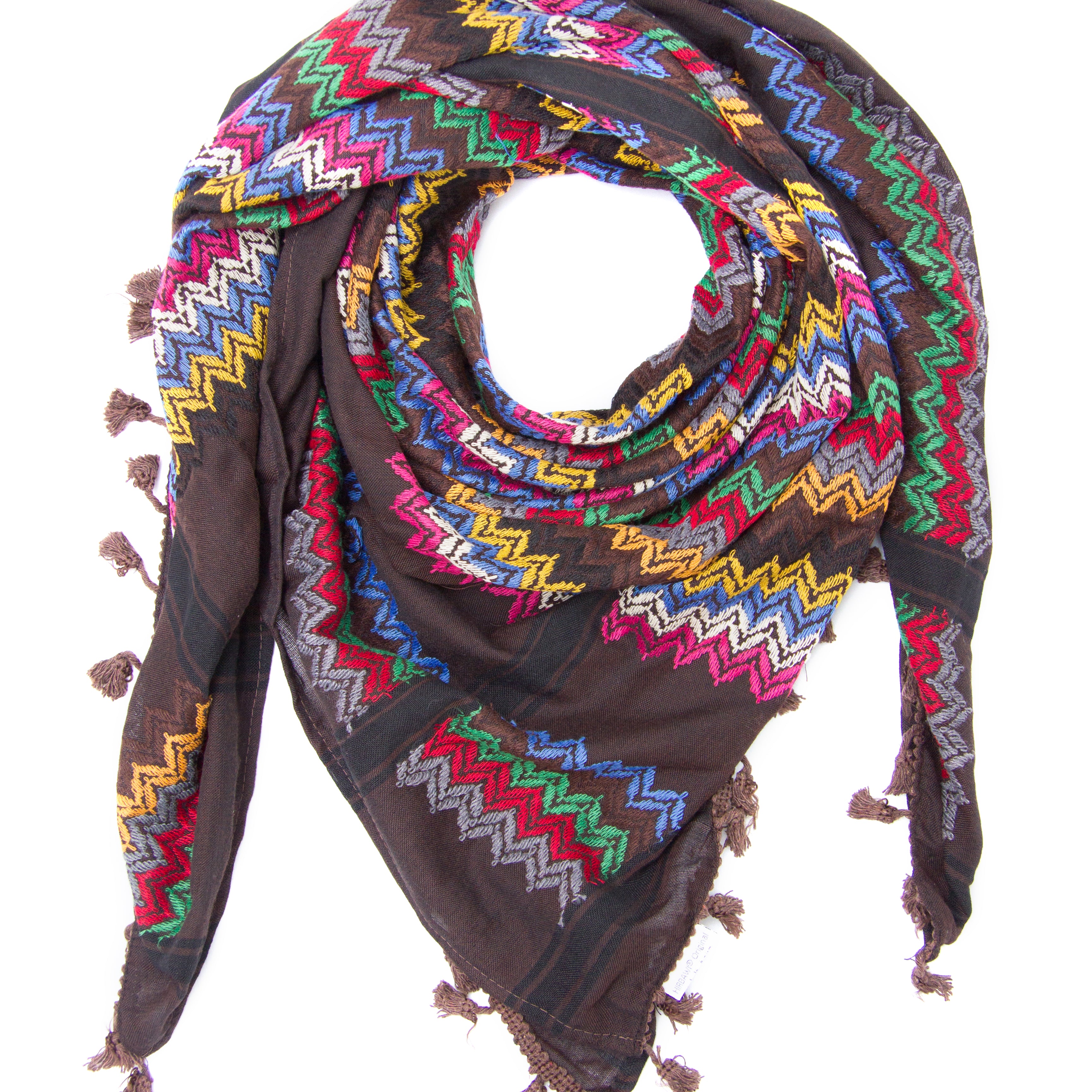 Hirbawi Brown chocolate keffiyeh fashion scarf