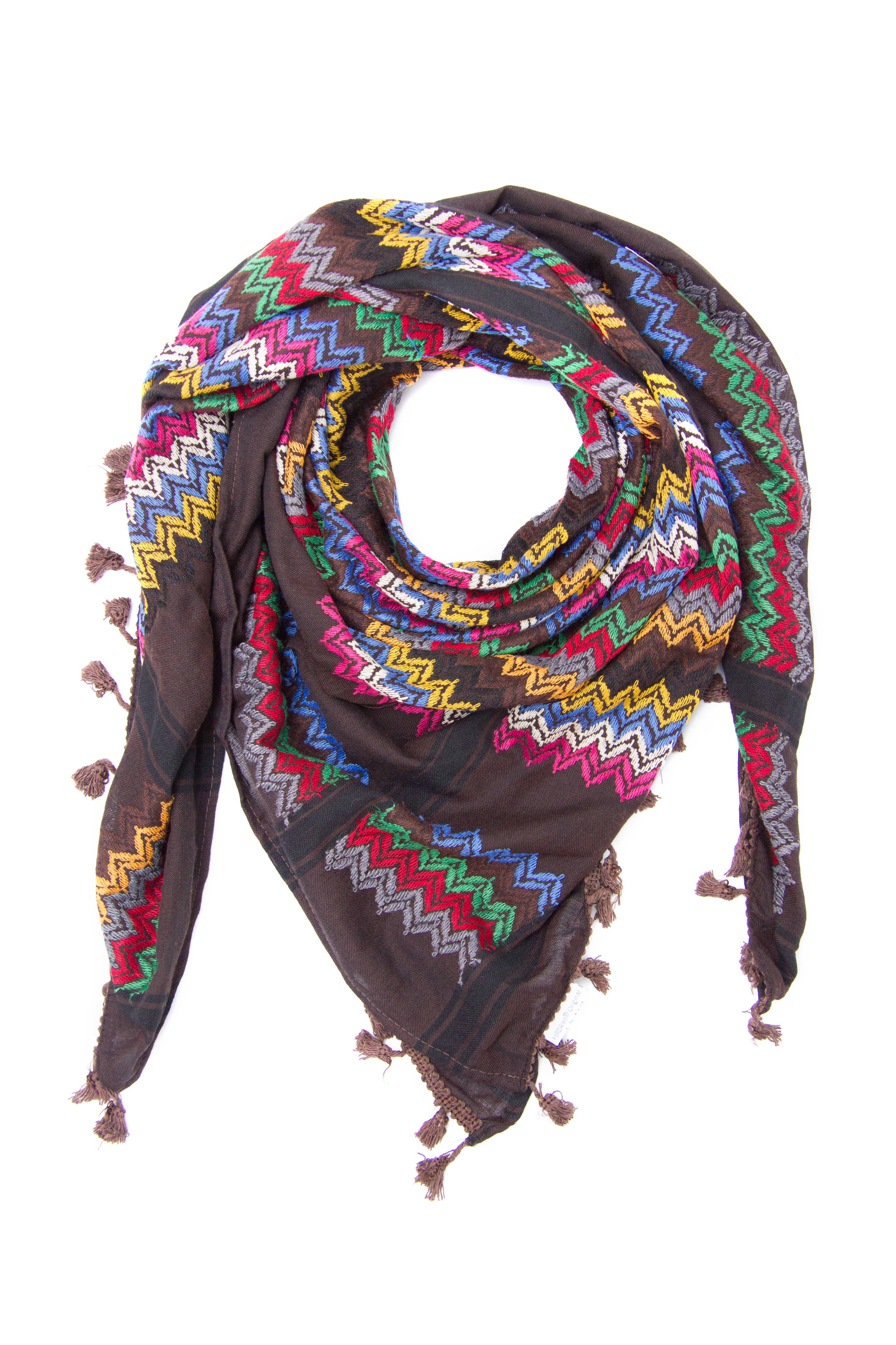 Hirbawi Brown chocolate keffiyeh fashion scarf